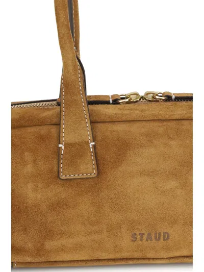 Staud Smooth Leather Shoulder Bag With Double Handles In Brown
