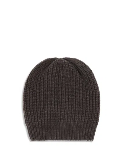 Brunello Cucinelli Ribbed Sequin-embellished Beannie Hat In Brown