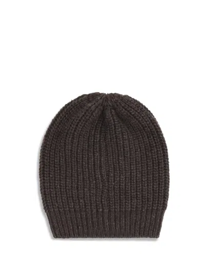 Brunello Cucinelli Ribbed Sequin-embellished Beannie Hat In Brown