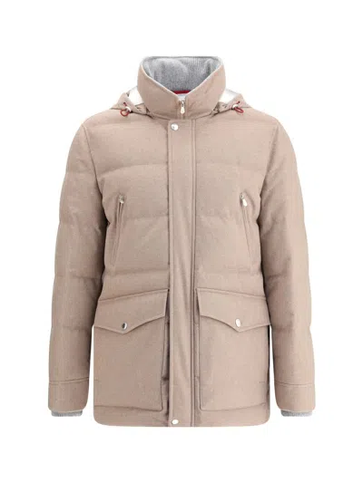 Brunello Cucinelli Men Cashmere Down Jacket In Neutral