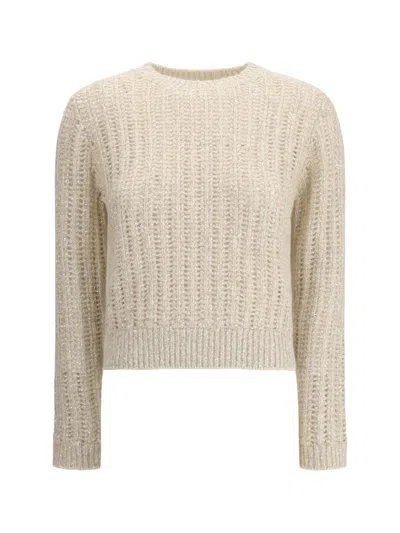 Brunello Cucinelli Sequin-embellished Sweater In Neutral