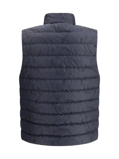 Etro Padded Vest With Logo In Blue