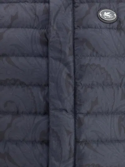 Etro Padded Vest With Logo In Blue