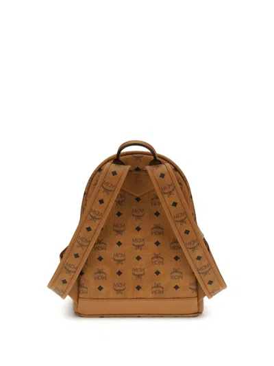 Mcm Visetos Logo-print Stark Studded Backpack In Brown
