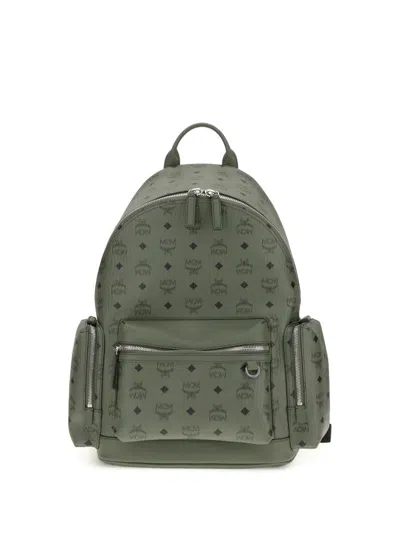 Mcm Medium Stark Visetos Monogram Backpack In Green