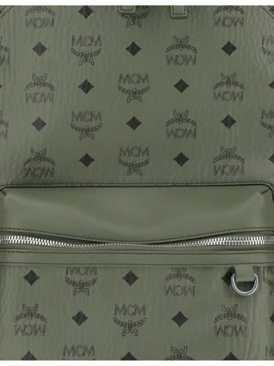 Mcm Medium Stark Visetos Monogram Backpack In Green