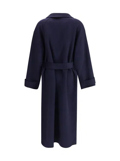 Dynamis Studio Double-breasted Long Coat In Blue