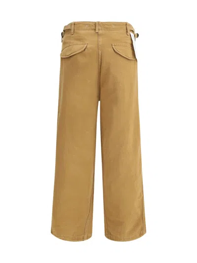 R13 Gathered Cotton-twill Straight-leg Pants In Brown