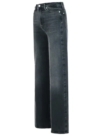 7 For All Mankind Black Cotton Blend Jeans In Black
