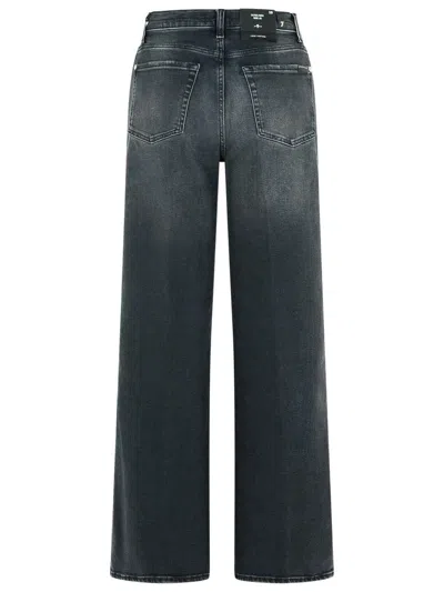 7 For All Mankind Black Cotton Blend Jeans In Black