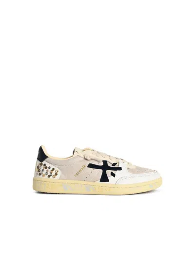 Premiata Studded Retro Lace-up Footwear In White