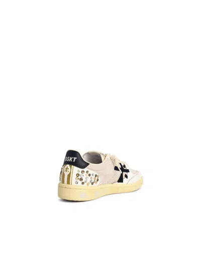 Premiata Studded Retro Lace-up Footwear In White