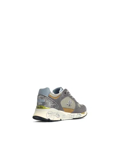 Premiata Suede-panel Lace-up Sneakers In Gray
