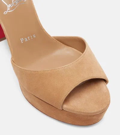 Christian Louboutin Sandaloo 130 Suede Platform Sandals In Brown