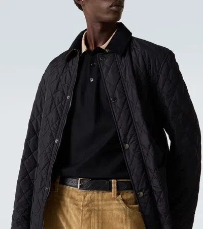 Burberry Diamond Quilted Jacket With Corduroy Collar In Black