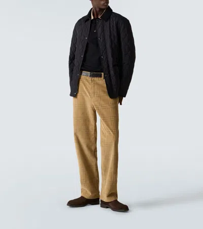 Burberry Diamond Quilted Jacket With Corduroy Collar In Black
