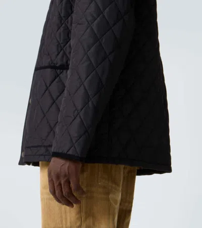 Burberry Diamond Quilted Jacket With Corduroy Collar In Black