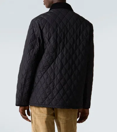 Burberry Diamond Quilted Jacket With Corduroy Collar In Black