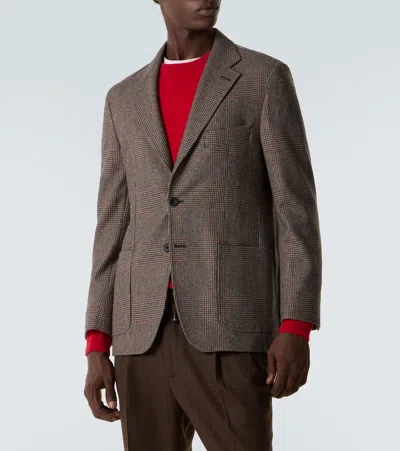 Rubinacci Checked Wool Blazer In Brown