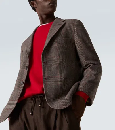 Rubinacci Checked Wool Blazer In Brown