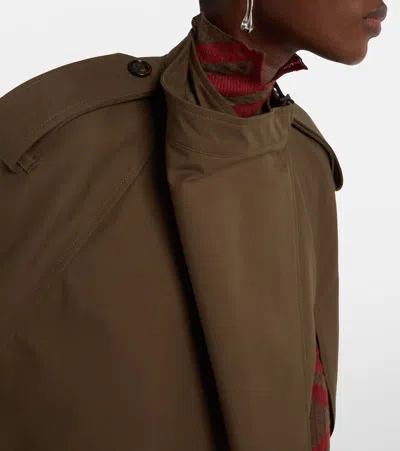 Burberry Cotton Cape With Traditional Check Lining In Brown