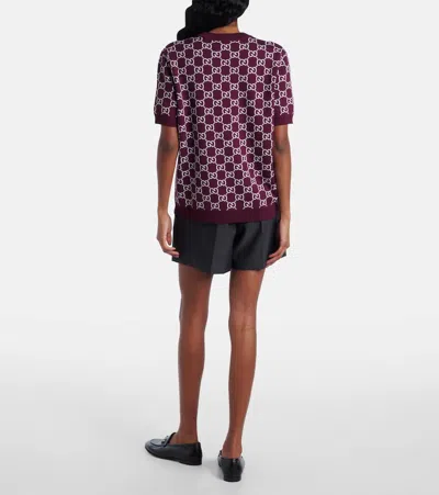 Gucci Gg Reversible Wool-blend Jacquard Top In Burgundy