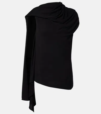 The Row Isadra Draped Crepe-jersey Top In Black