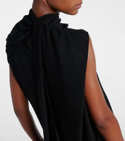 The Row Isadra Draped Crepe-jersey Top In Black