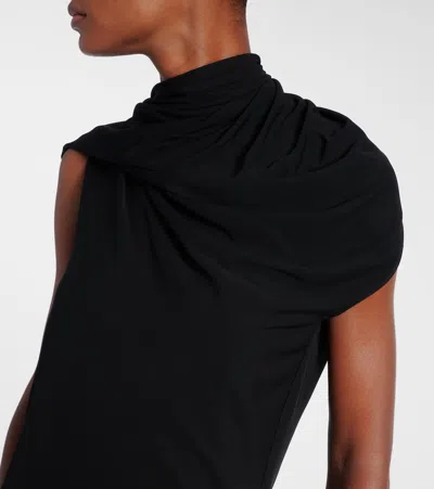 The Row Isadra Draped Crepe-jersey Top In Black