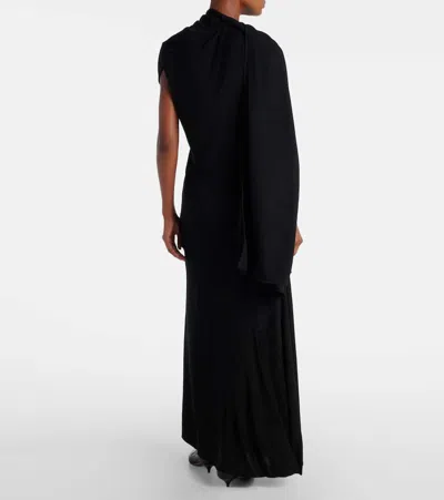 The Row Isadra Draped Crepe-jersey Top In Black