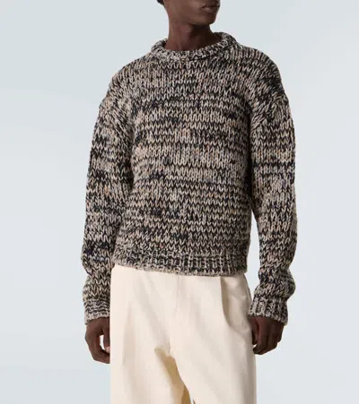 Lemaire Wool-blend Melange Sweater In Black