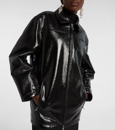 Courrèges Courreges 'vinyl' Black Cotton Blend Jacket Women In Black