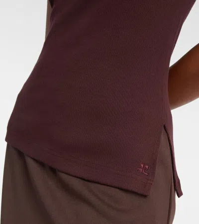 Courrèges Asymmetrical Knitted Top In Burgundy