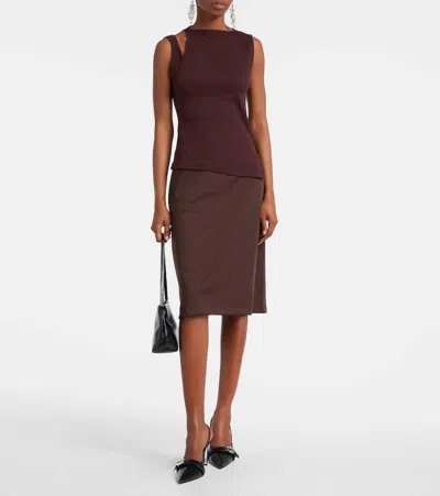 Courrèges Asymmetrical Knitted Top In Burgundy