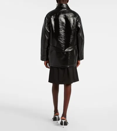 Courrèges Courreges 'vinyl' Black Cotton Blend Jacket Women In Black