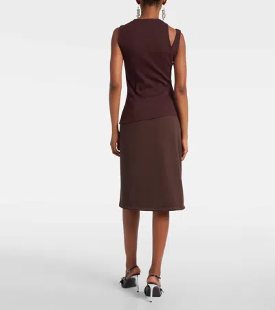 Courrèges Asymmetrical Knitted Top In Burgundy