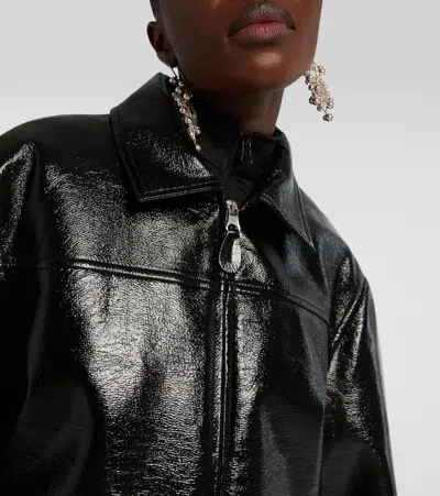 Courrèges Courreges 'vinyl' Black Cotton Blend Jacket Women In Black