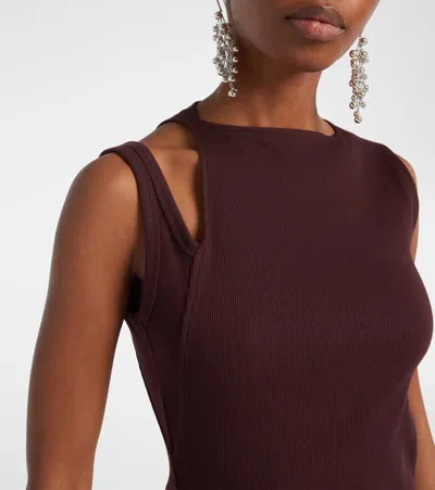 Courrèges Asymmetrical Knitted Top In Burgundy