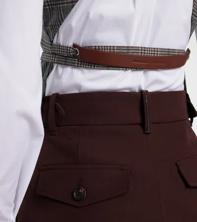 Brunello Cucinelli Belted Checked Virgin Wool Vest In Multi