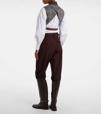 Brunello Cucinelli Belted Checked Virgin Wool Vest In Multi