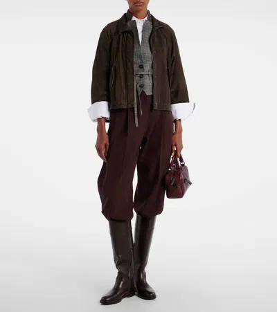 Brunello Cucinelli Belted Checked Virgin Wool Vest In Multi