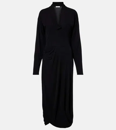 Lemaire Draped Crepe Jersey Maxi Dress In Black