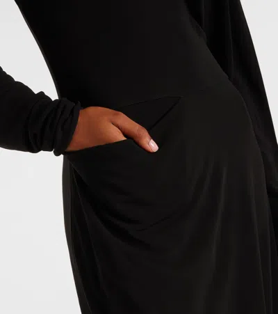 Lemaire Draped Crepe Jersey Maxi Dress In Black