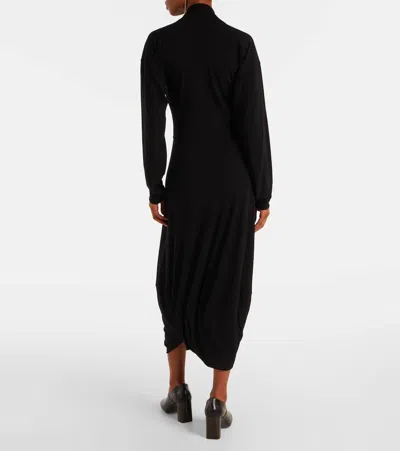 Lemaire Draped Crepe Jersey Maxi Dress In Black