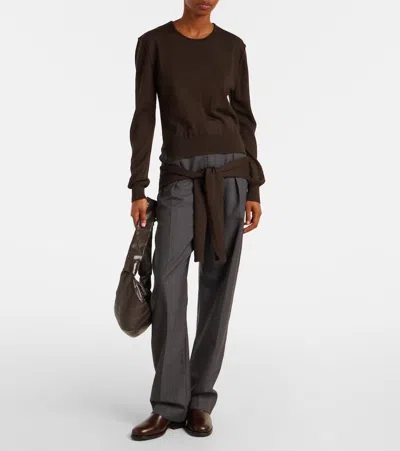Lemaire Trompe L'oeil Wool-blend Sweater In Brown