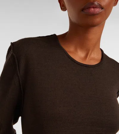 Lemaire Trompe L'oeil Wool-blend Sweater In Brown