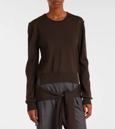 Lemaire Trompe L'oeil Wool-blend Sweater In Brown