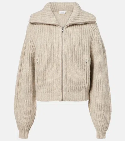 Lemaire Oversized Ribbed Alpaca And Yak Hair-blend Cardigan In Neutral