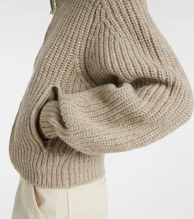 Lemaire Oversized Ribbed Alpaca And Yak Hair-blend Cardigan In Neutral