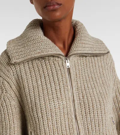 Lemaire Oversized Ribbed Alpaca And Yak Hair-blend Cardigan In Neutral